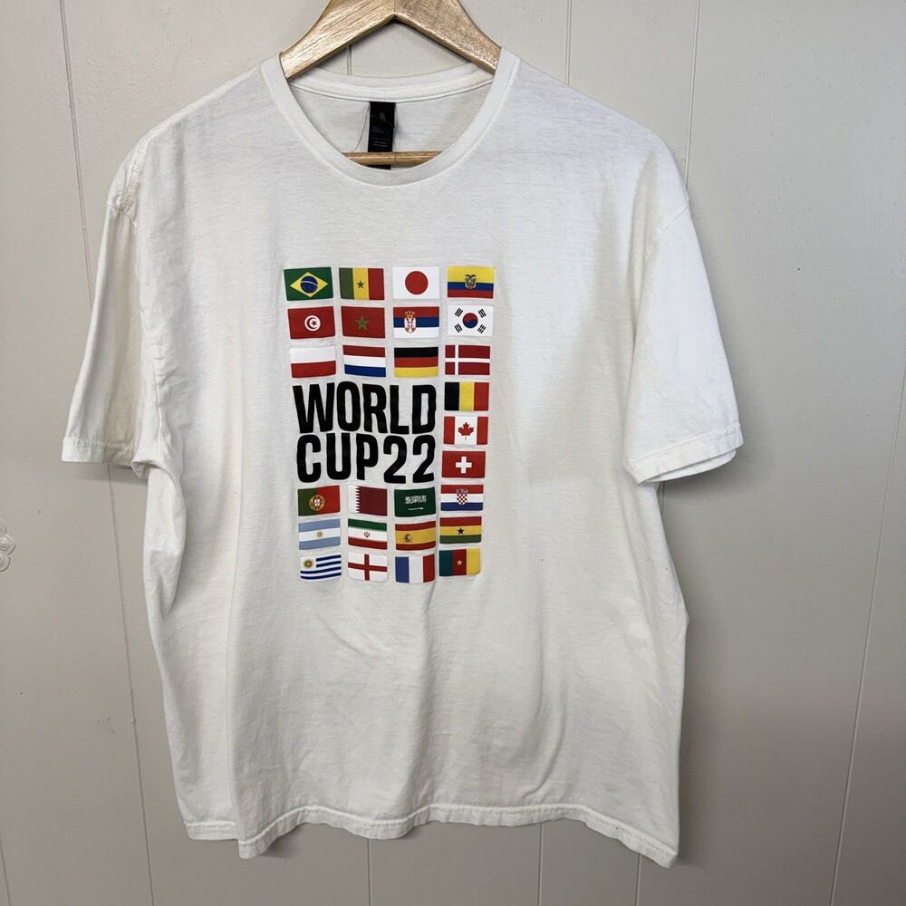 World Cup 2022 Football Fan T-Shirt Unisex Graphic Tee White XL GUC